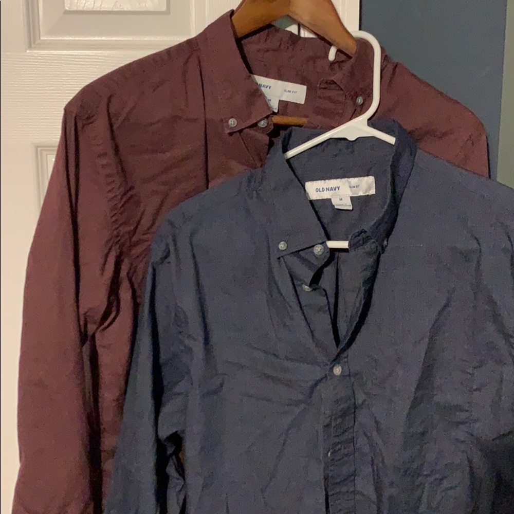 2 Slim fit Old Navy button ups ( Blue and Maroon )